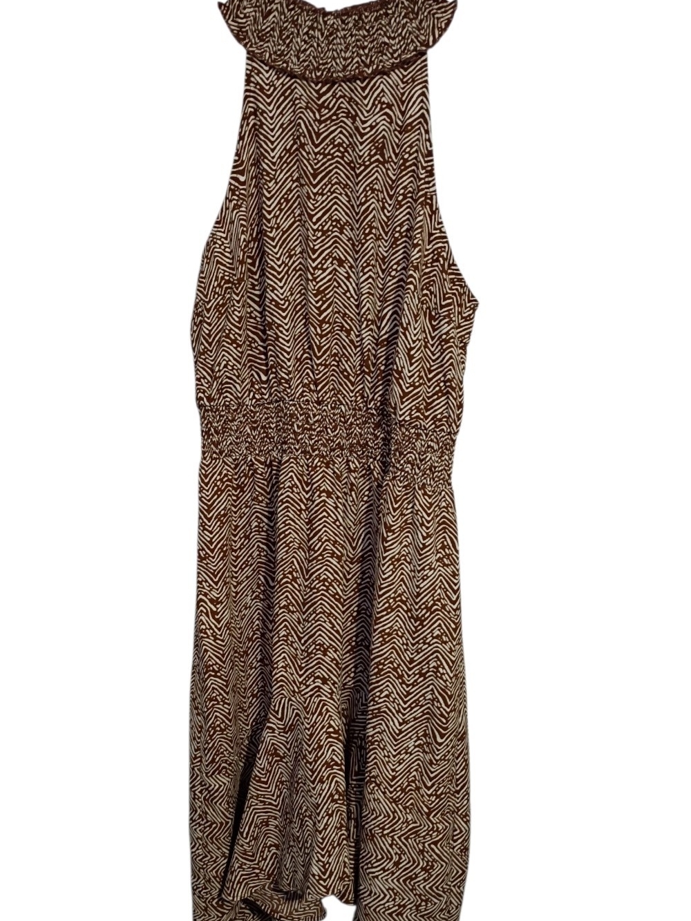 Maurice’s Brown Smocked Mock Neck Midi Sleeveless Summer Dress
